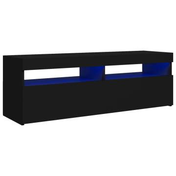 TV Cabinet with LED Lights Black 120x35x40 cm