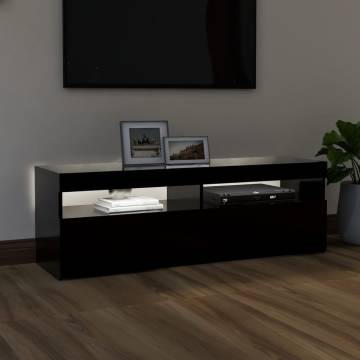 TV Cabinet with LED Lights Black 120x35x40 cm