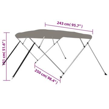 4-bow Bimini Top Grey 243x250x131 cm