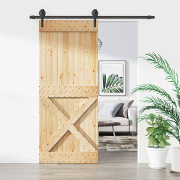 Sliding Door with Hardware Set 85x210 cm Solid Wood Pine