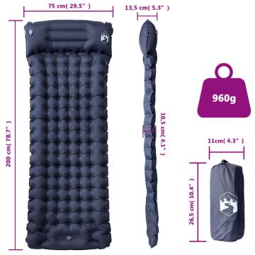 Self Inflating Camping Mattress with Pillow 1-Person Grey