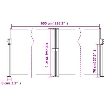 Retractable Side Awning White 100x600 cm