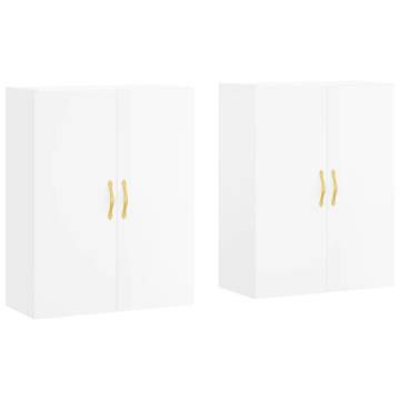 Wall Mounted Cabinets 2 pcs High Gloss White 69.5x34x90 cm