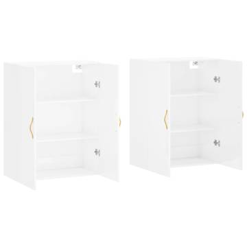 Wall Mounted Cabinets 2 pcs High Gloss White 69.5x34x90 cm