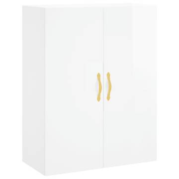 Wall Mounted Cabinets 2 pcs High Gloss White 69.5x34x90 cm