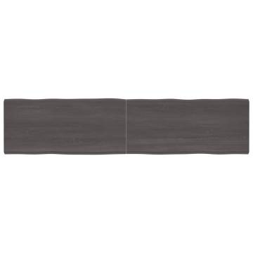 Table Top Dark Brown 220x50x(2-4) cm Treated Solid Wood Live Edge