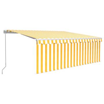 Manual Retractable Awning with Blind&LED 4.5x3m Yellow&White