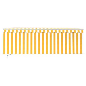 Manual Retractable Awning with Blind&LED 4.5x3m Yellow&White