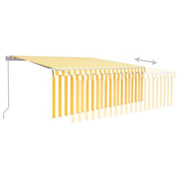 Manual Retractable Awning with Blind&LED 4.5x3m Yellow&White