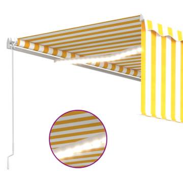 Manual Retractable Awning with Blind&LED 4.5x3m Yellow&White