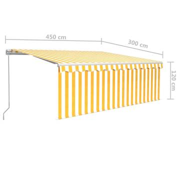 Manual Retractable Awning with Blind&LED 4.5x3m Yellow&White