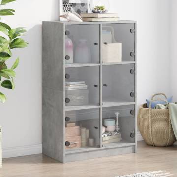 Highboard with Doors Concrete Grey 68x37x109 cm Engineered Wood