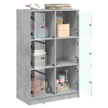 Highboard with Doors Concrete Grey 68x37x109 cm Engineered Wood