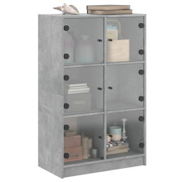 Highboard with Doors Concrete Grey 68x37x109 cm Engineered Wood