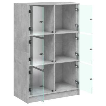 Highboard with Doors Concrete Grey 68x37x109 cm Engineered Wood