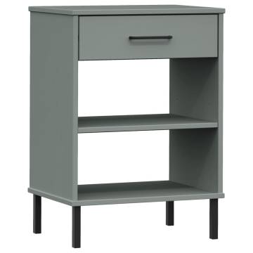 Console Cabinet with Metal Legs Grey Solid Wood Pine OSLO