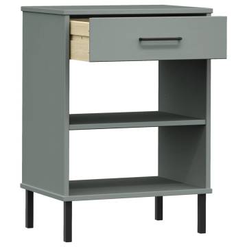 Console Cabinet with Metal Legs Grey Solid Wood Pine OSLO