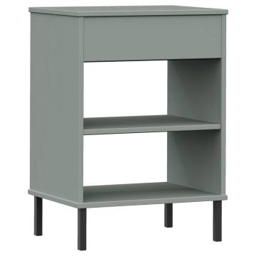 Console Cabinet with Metal Legs Grey Solid Wood Pine OSLO