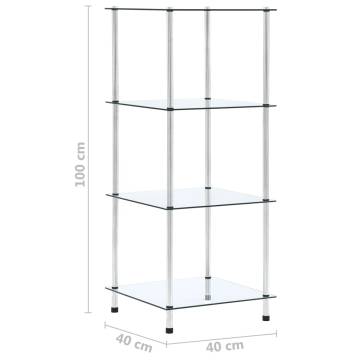 4-Tier Shelf Transparent 40x40x100 cm Tempered Glass