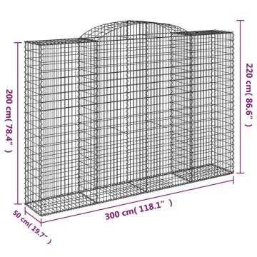 Arched Gabion Baskets 2 pcs 300x50x200/220 cm Galvanised Iron