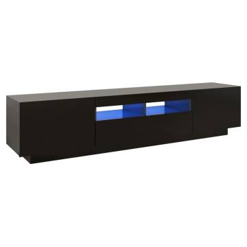 TV Cabinet with LED Lights Black 180x35x40 cm