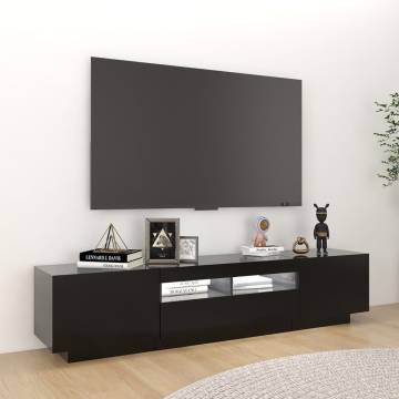 TV Cabinet with LED Lights Black 180x35x40 cm