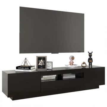 TV Cabinet with LED Lights Black 180x35x40 cm