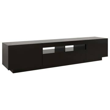 TV Cabinet with LED Lights Black 180x35x40 cm