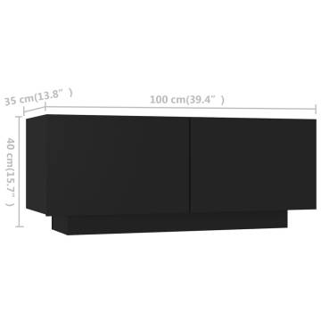 TV Cabinet with LED Lights Black 180x35x40 cm