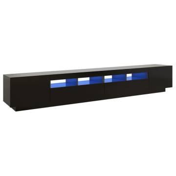 TV Cabinet with LED Lights Black 260x35x40 cm