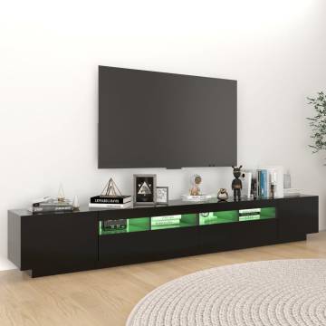 TV Cabinet with LED Lights Black 260x35x40 cm