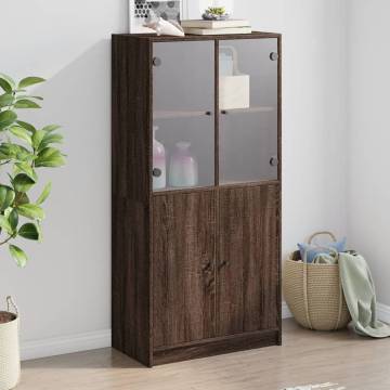 Highboard with Doors Brown Oak 68x37x142 cm Engineered Wood