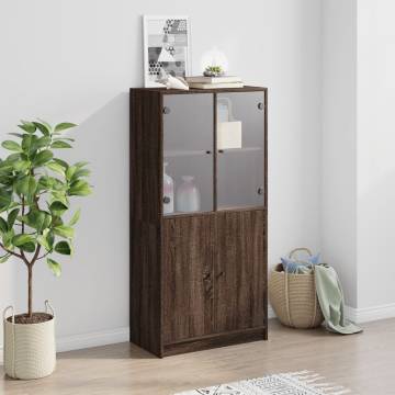 Highboard with Doors Brown Oak 68x37x142 cm Engineered Wood