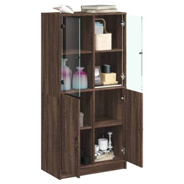 Highboard with Doors Brown Oak 68x37x142 cm Engineered Wood