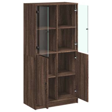 Highboard with Doors Brown Oak 68x37x142 cm Engineered Wood