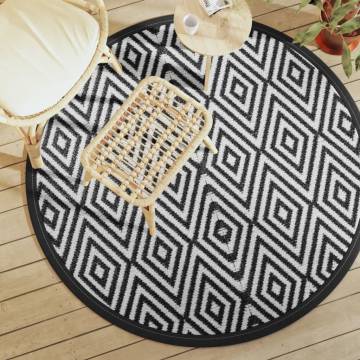 Outdoor Carpet White and Black Ø160 cm PP