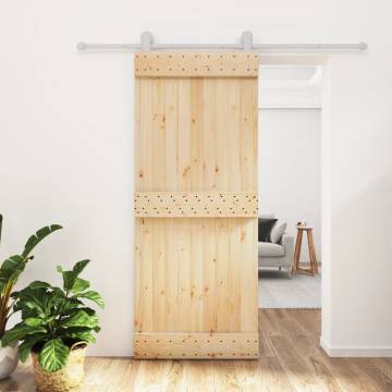 Sliding Door with Hardware Set 85x210 cm Solid Wood Pine