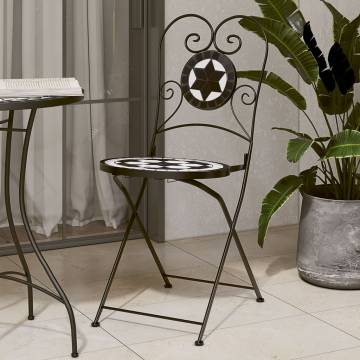 Bistro Chairs Foldable 2 pcs Black and White Ceramic