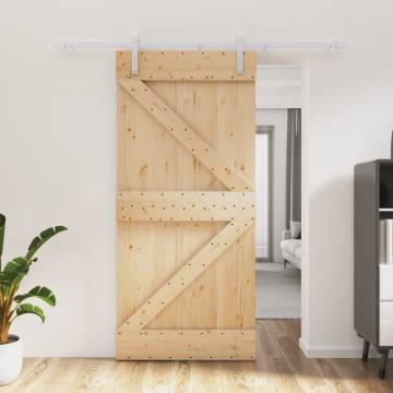 Sliding Door with Hardware Set 95x210 cm Solid Wood Pine