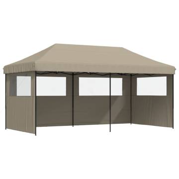 Foldable Party Tent Pop-Up with 3 Sidewalls Taupe