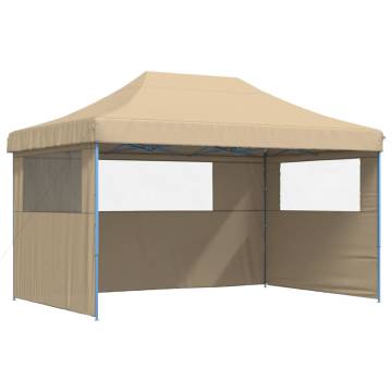 Foldable Party Tent Pop-Up with 3 Sidewalls Beige