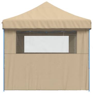 Foldable Party Tent Pop-Up with 3 Sidewalls Beige