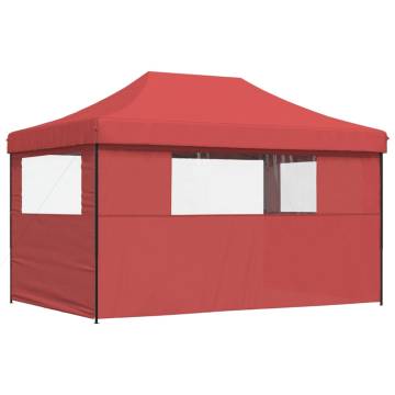 Foldable Party Tent Pop-Up with 3 Sidewalls Burgundy