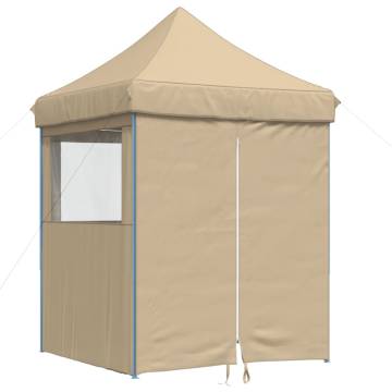 Foldable Party Tent Pop-Up with 4 Sidewalls Beige