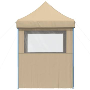 Foldable Party Tent Pop-Up with 4 Sidewalls Beige