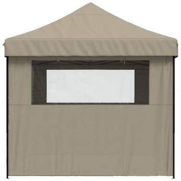 Foldable Party Tent Pop-Up with 4 Sidewalls Taupe