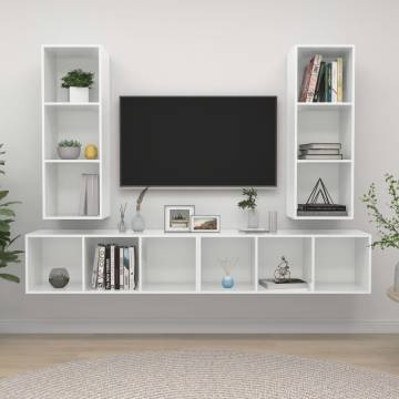 Wall-mounted TV Cabinets 4 pcs High Gloss White Engineered Wood