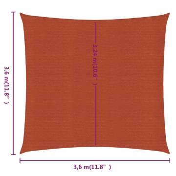 Sunshade Sail 160 g/m² Square Terracotta 3.6x3.6 m HDPE