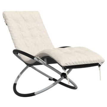 Geometrical Sun Lounger with Cushion Black and Grey Steel