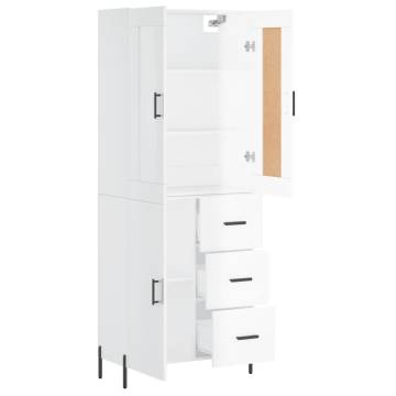 Highboard High Gloss White 69.5x34x180 cm Engineered Wood